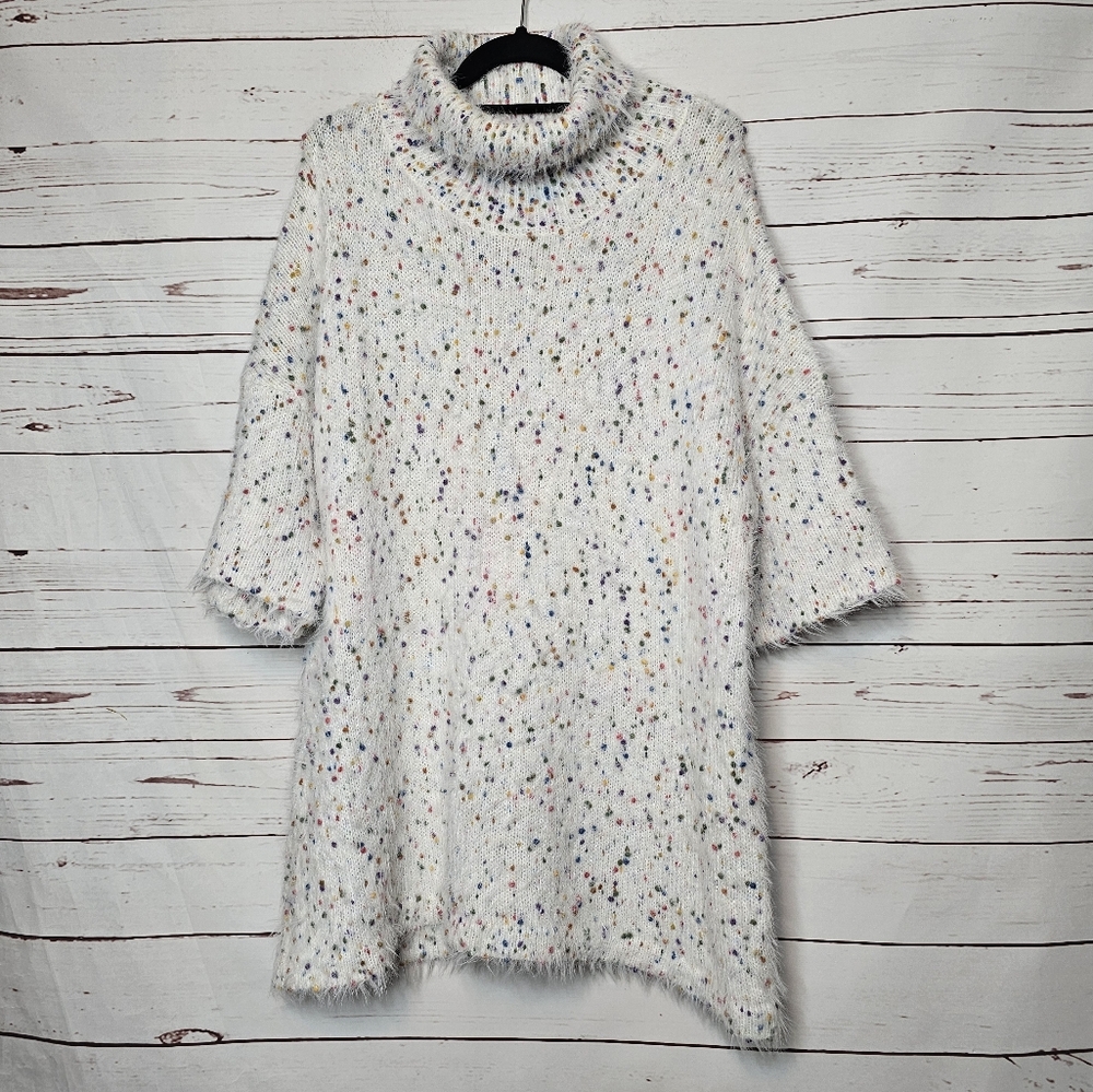 Gabby Isabella Confetti Turtleneck Short Sleeve Sweater Tunic